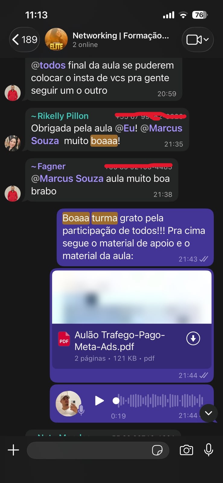 Depoimento de Turma Networking